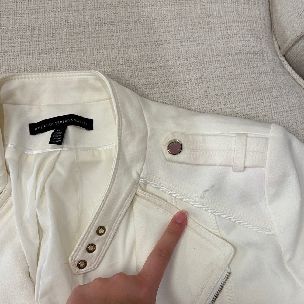 White House Black Market Cream Leather Jacket - Picture 8 of 10
